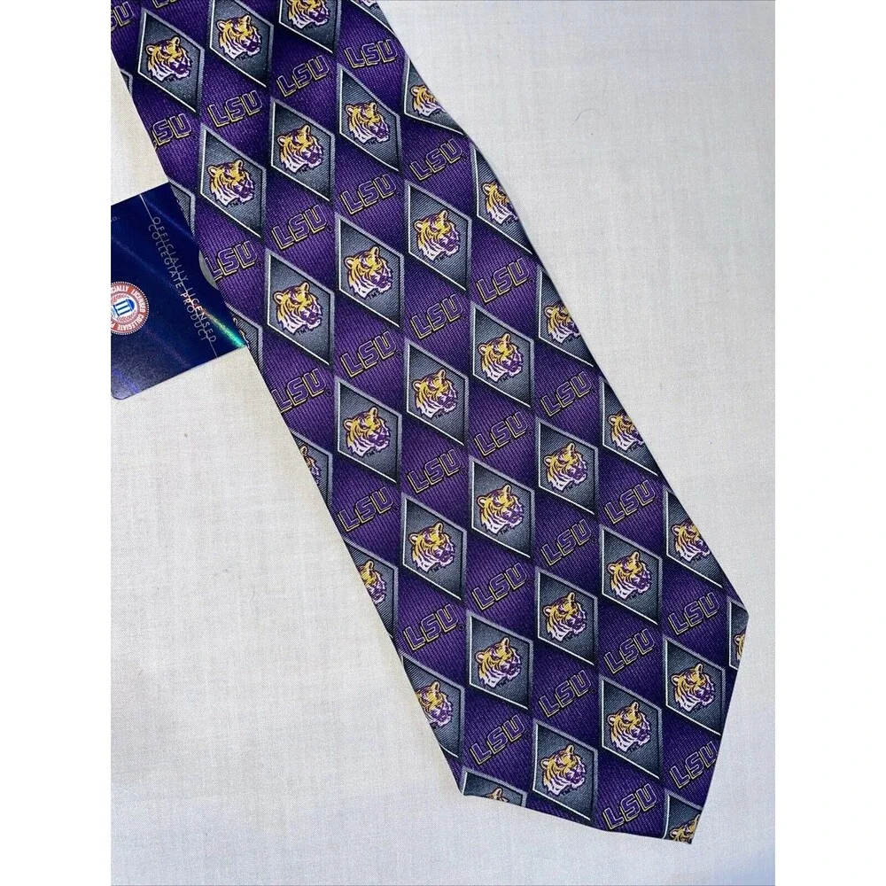 Eagle Neckwear L.S.U. Tigers Men’s Dress Tie Sz 55” Purple Diamond Business